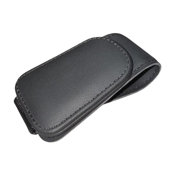 Faux Leather Money Clip Wallet Black Minimalist Slim Card Cash Holder Travel - Picture 1 of 6